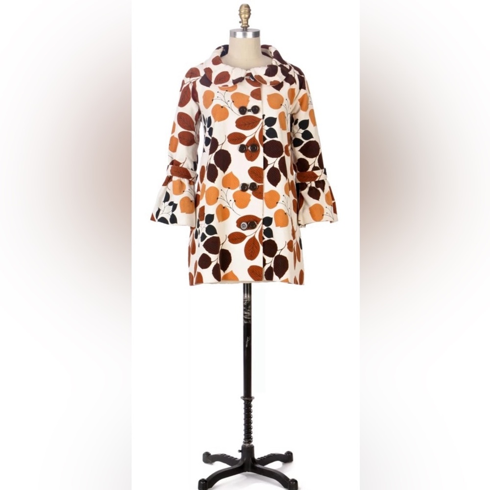 Anthropologie Elevenses changing colors fall leaf swing coat jacket 6 brown gold - Picture 3 of 16